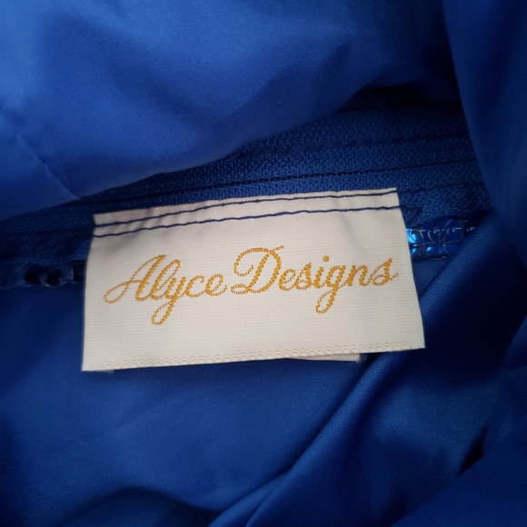 90s Gown Alyce Designs Vintage Royal Blue Homecoming Sequin Dress - Picture 5 of 8